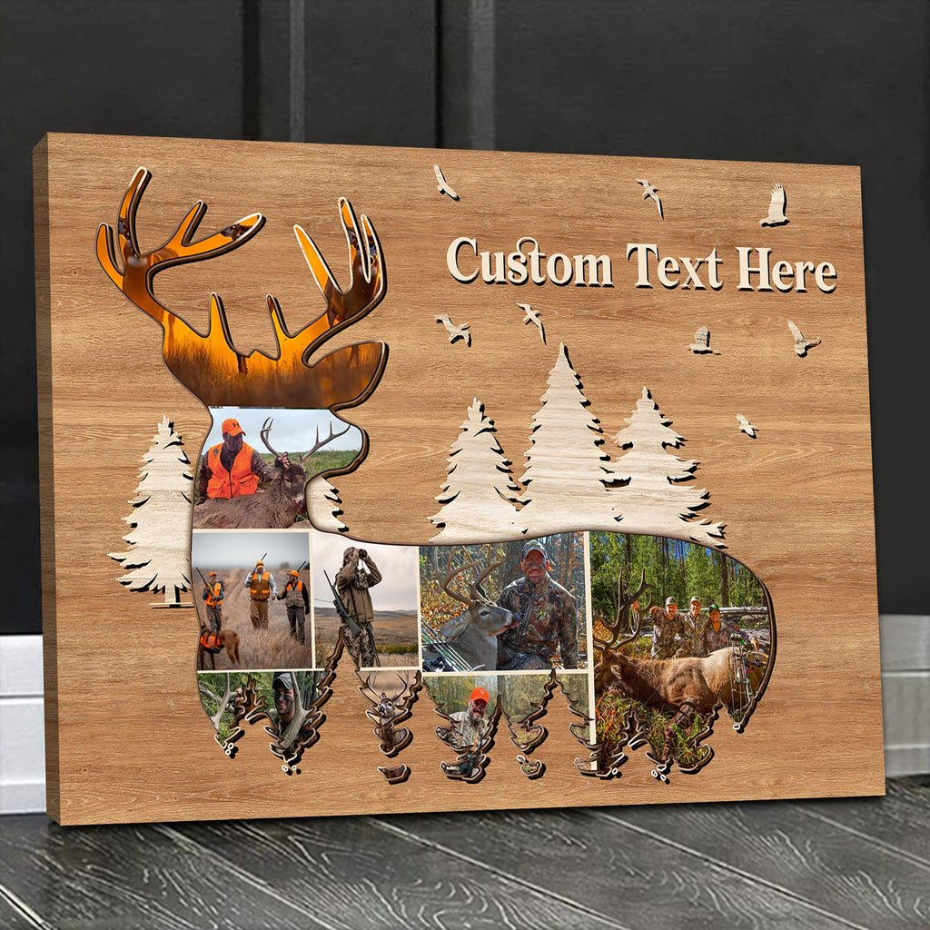 Custom Hunting Photo Collage Deer Wall Art Canvas - Personalized Hunter Gift