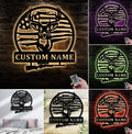 Personalized Deer Hunting Metal Sign WITH LED/WITHOUT LED, Rustic Buck Wall Art with American Flag