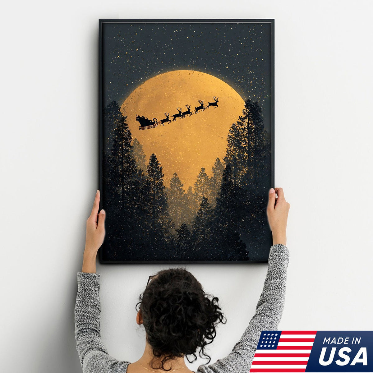 Golden Moon Santa Canvas