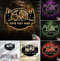 Personalized Deer Metal Sign WITH LED/WITHOUT LED - Mountain Cabin Name Sign
