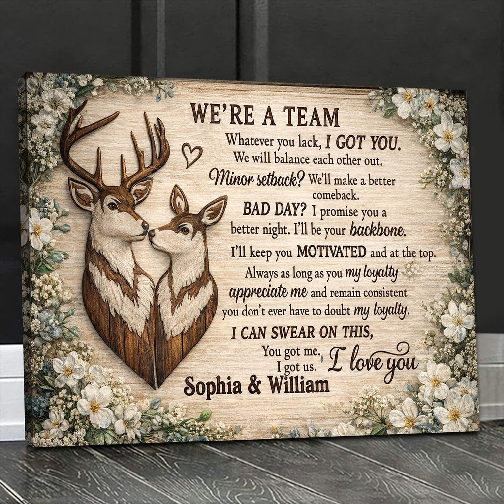 We’re a Team Couple Canvas Wall Art, Personalized Anniversary Gift for Husband Wife