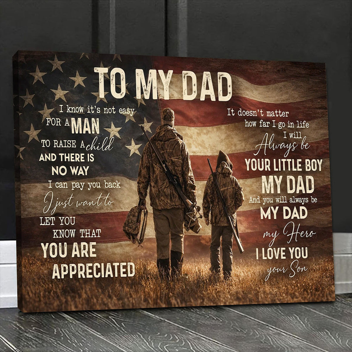 To My Dad Hunting Canvas Wall Art – Father and Son Deer Hunting Gift