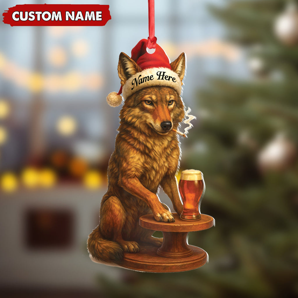 Personalized Acrylic Wolf Coyote Christmas Ornament – Personalized Holiday Decoration for Hunters & Wildlife Lovers