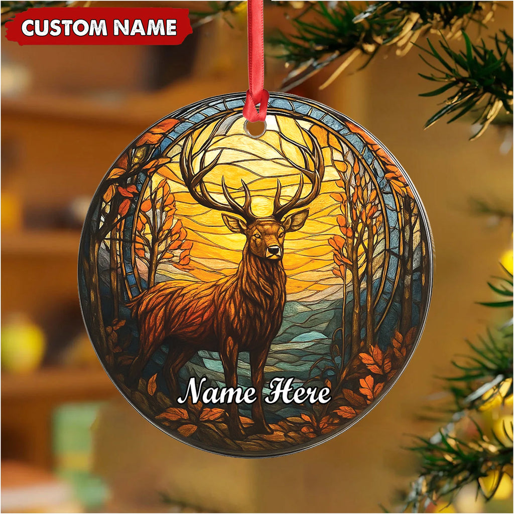 Personalized Deer Ornament, Custom Name Christmas Decoration, Rustic Woodland Animal Ornament for Holiday Tree