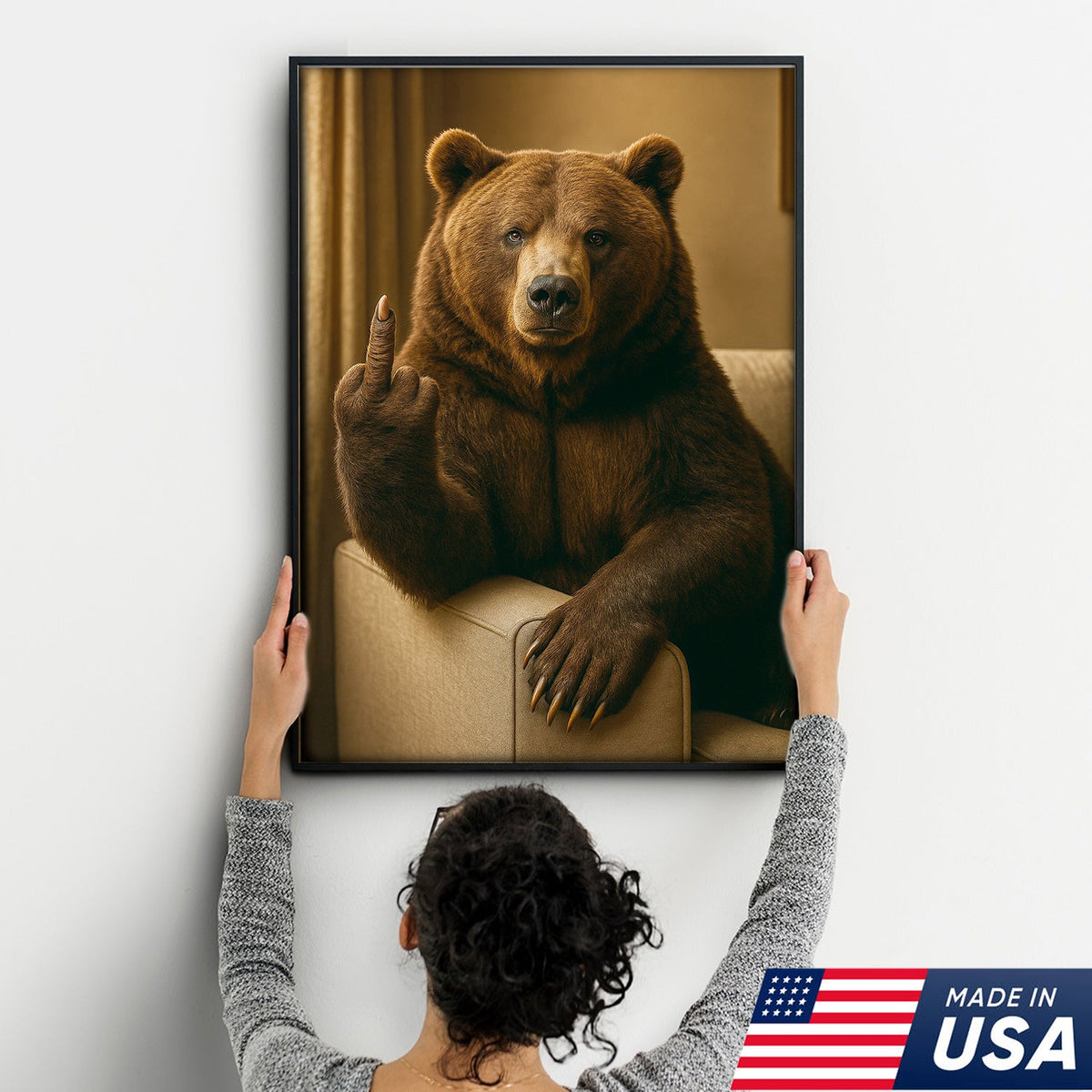 Funny Fukin' Bear Canvas – Funny Rude Animal Wall Art, Savage Man Cave Decor