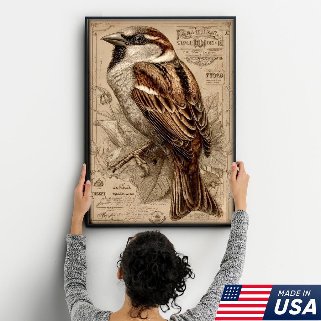 Vintage Sparrow Elegance Canvas
