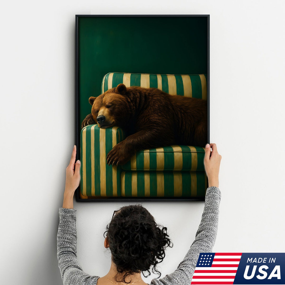 Funny Bear Canvas Wall Art – Rustic Cabin Decor & Perfect Gift for Hunters or Outdoorsmen