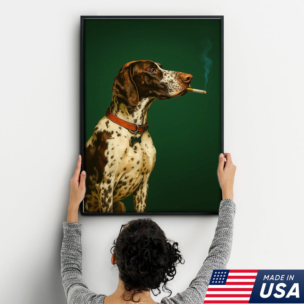 Funny Dog Canvas Wall Art, German Shorthaired Pointer Portrait