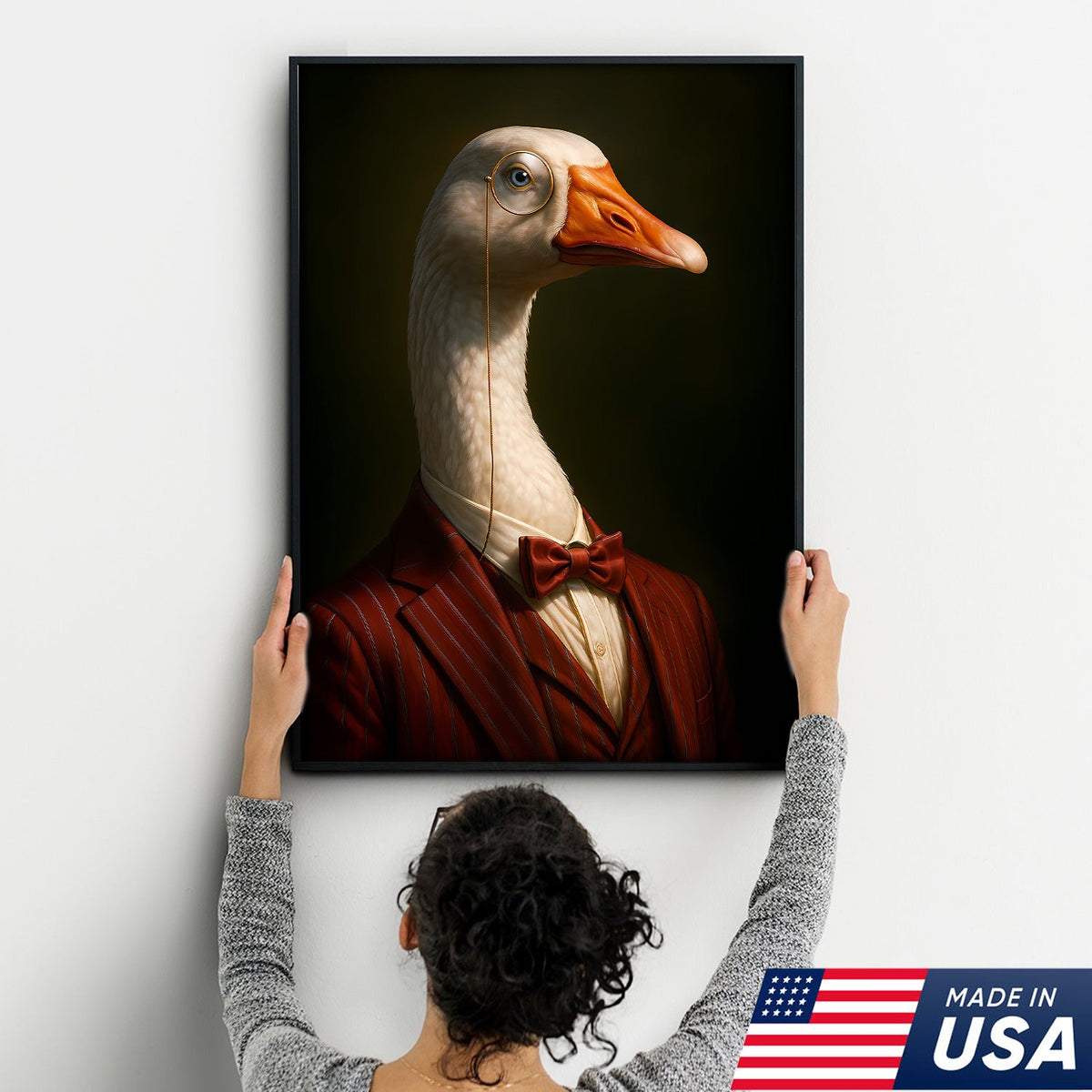Gentleman Goose Wall Art Canvas - Fancy Goose Portrait, Vintage Animal Decor