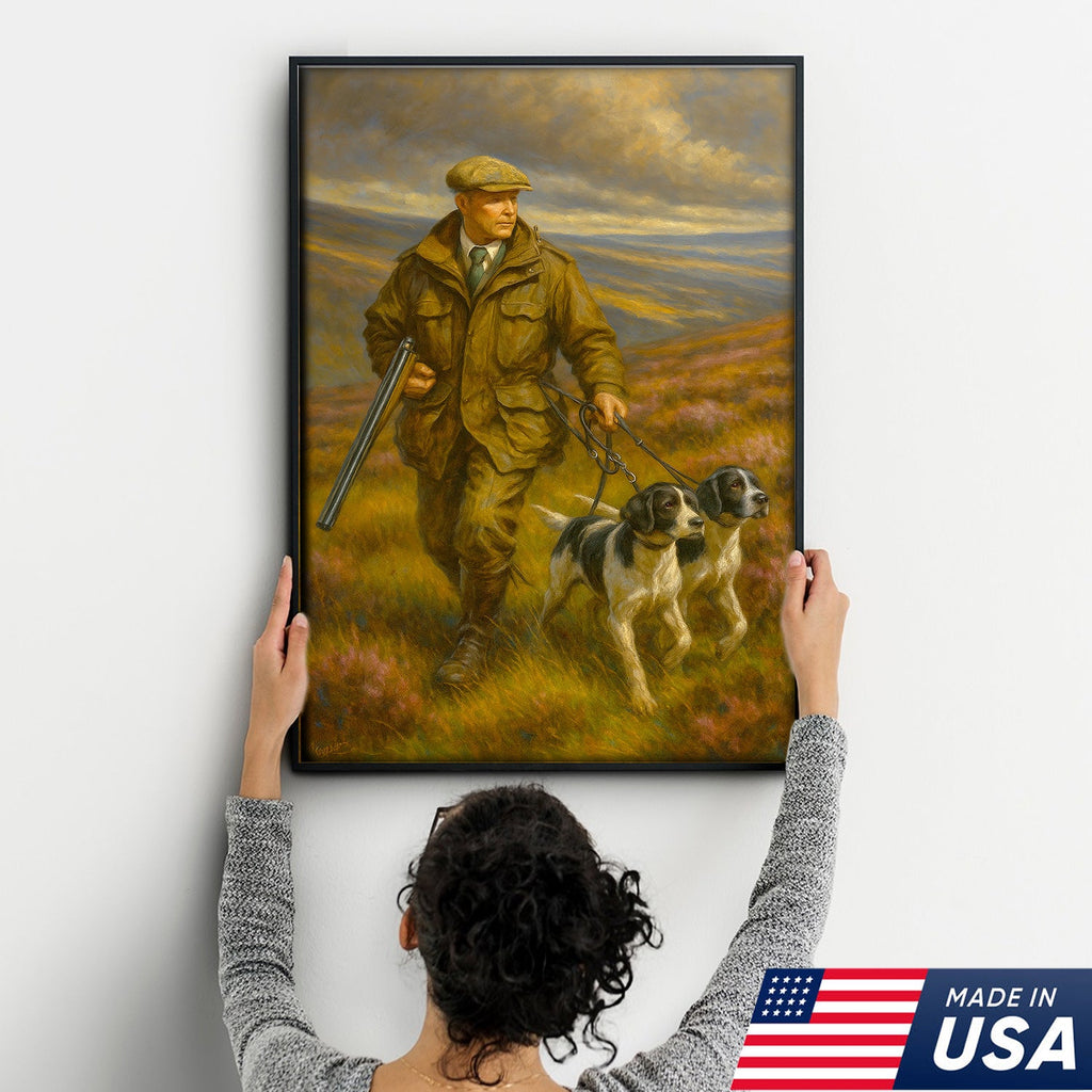 Upland Hunter With Hunting Dogs Canvas – Classic Field Sport Wall Art, Rustic Lodge Decor Gift