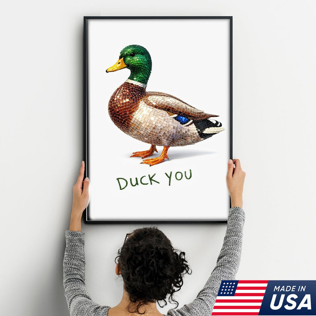 Funny Duck Canvas Wall Art – “Duck You” Sarcastic Animal Decor for Home or Office