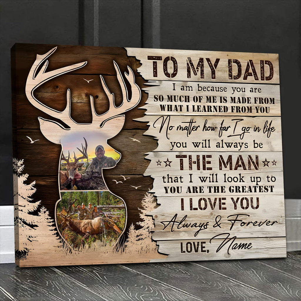 Personalized Hunting Dad Canvas – To My Dad Gift from Son Custom Deer Photo Wall Art