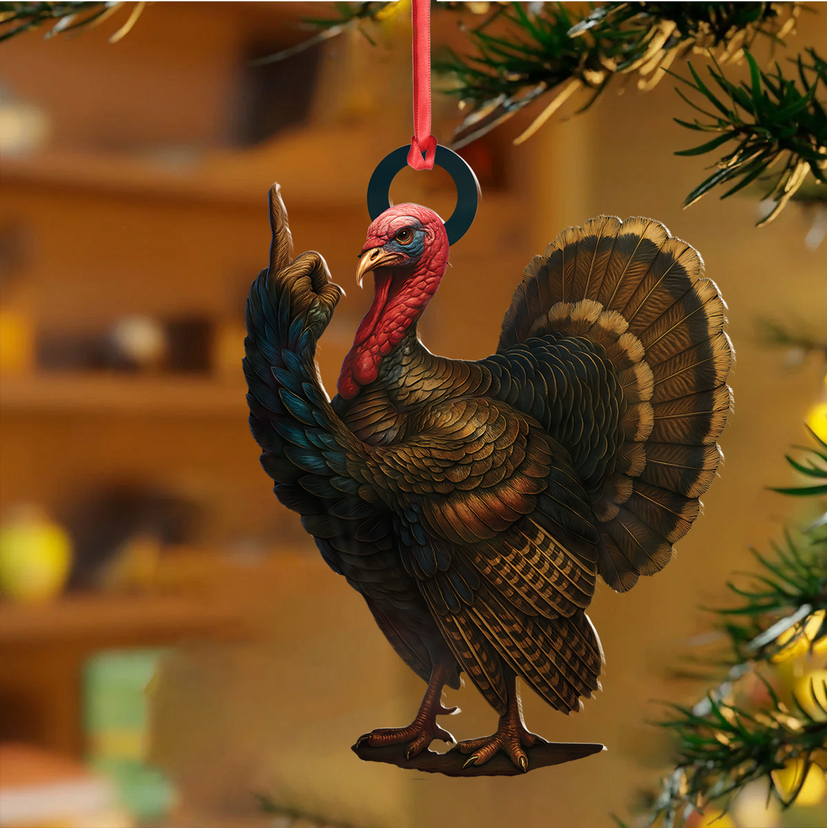 Personalized Funny Turkey Acrylic Ornament – Hilarious Christmas Decoration for Hunters