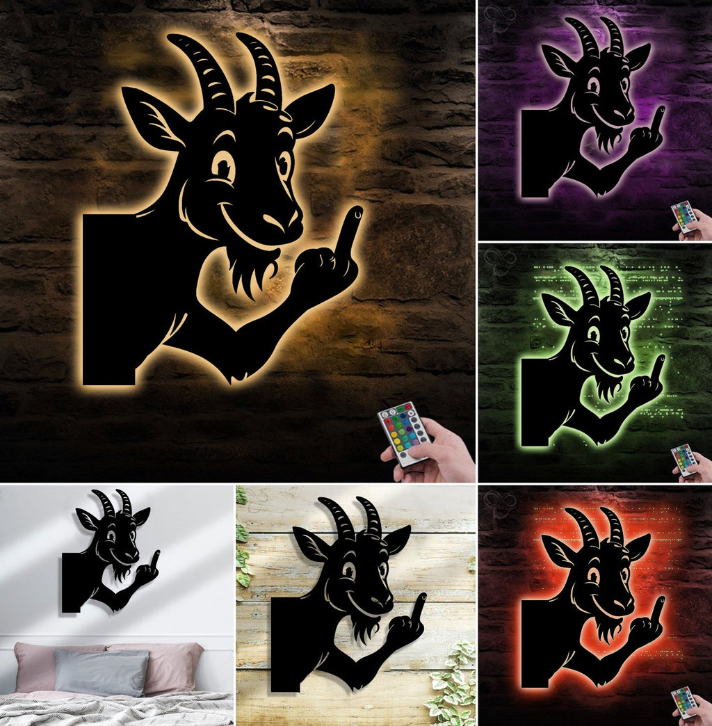 Funny Goat Metal Sign WITH LED/WITHOUT LED - Hilarious Farm Yard Decor