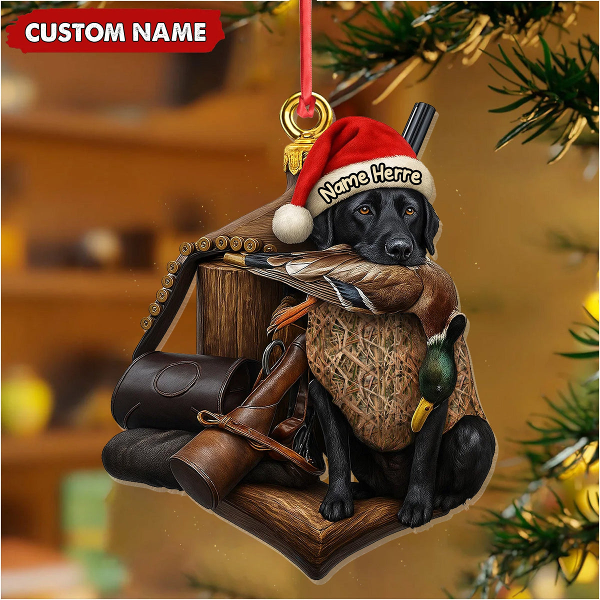 Personalized Duck Hunting Dog Ornament, Custom Name Christmas Gift for Hunters