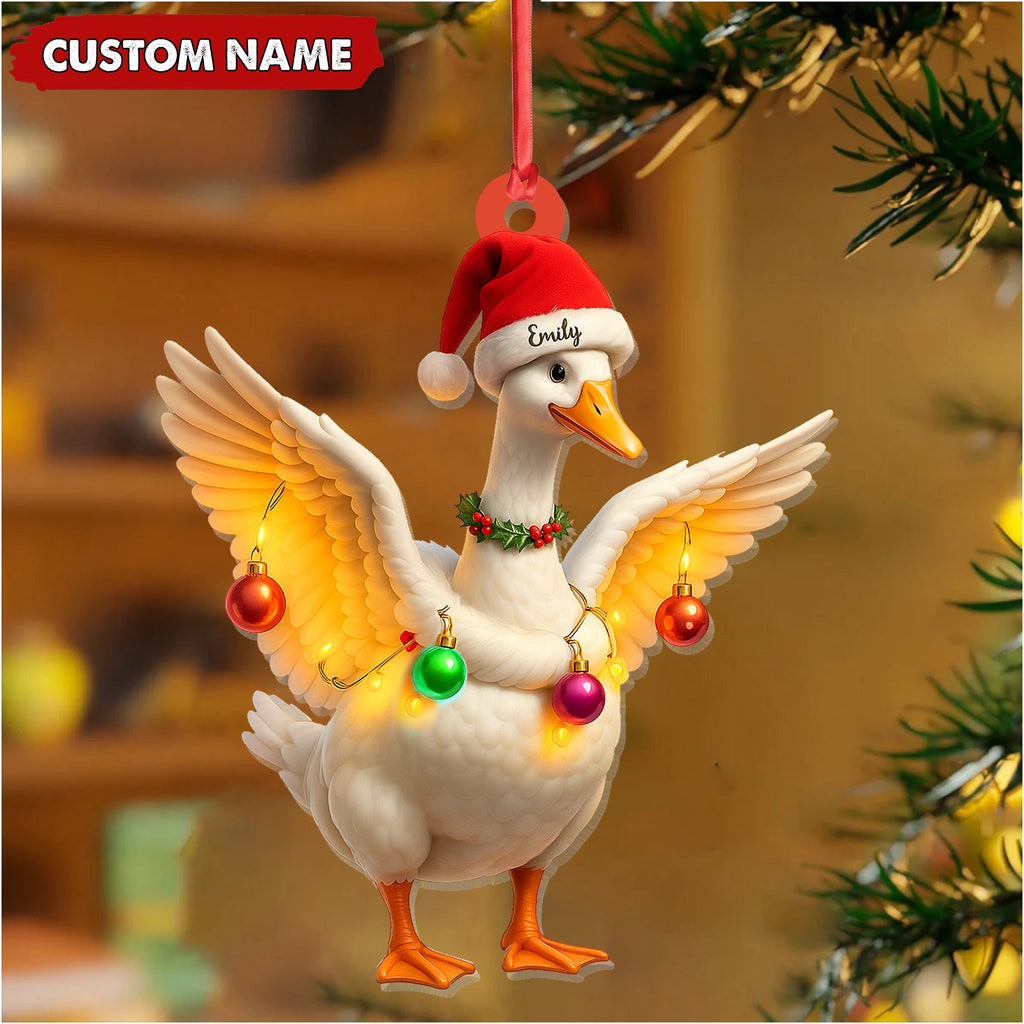 Custom Funny Christmas Duck Decoration Acrylic Ornament – Cute Personalized Holiday Gift for Friends & Duck Lovers