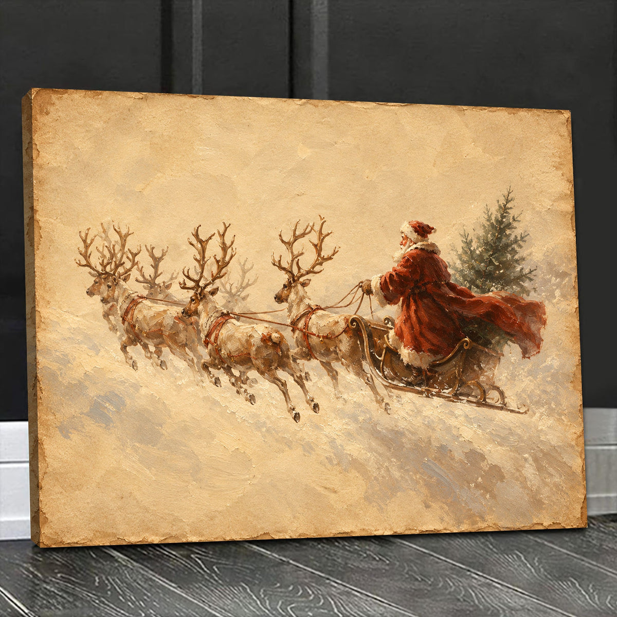 Vintage Santa Sleigh Canvas