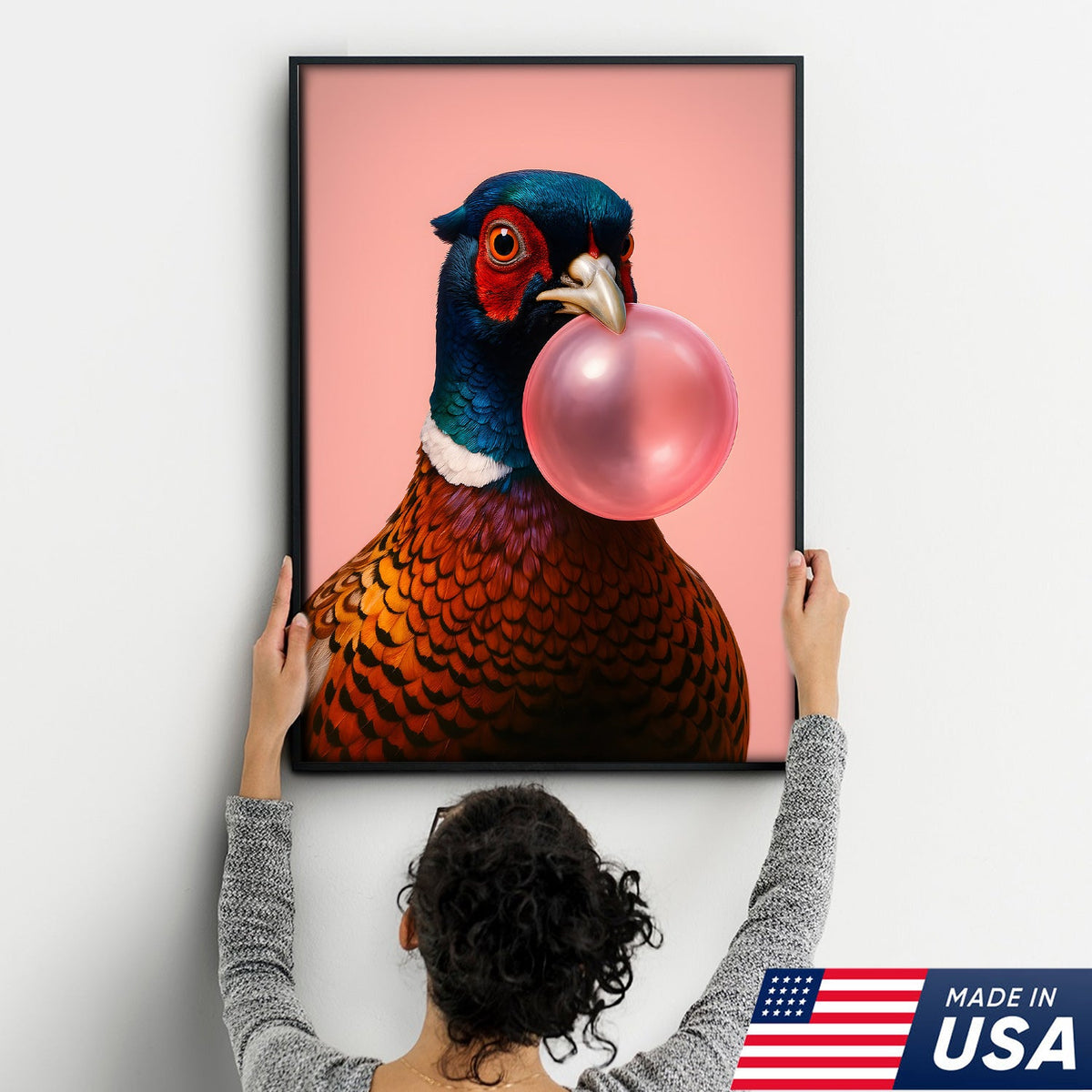 Funny Pheasant Canvas Wall Art – Unique Hunting Cabin Decor & Perfect Gift for Hunters