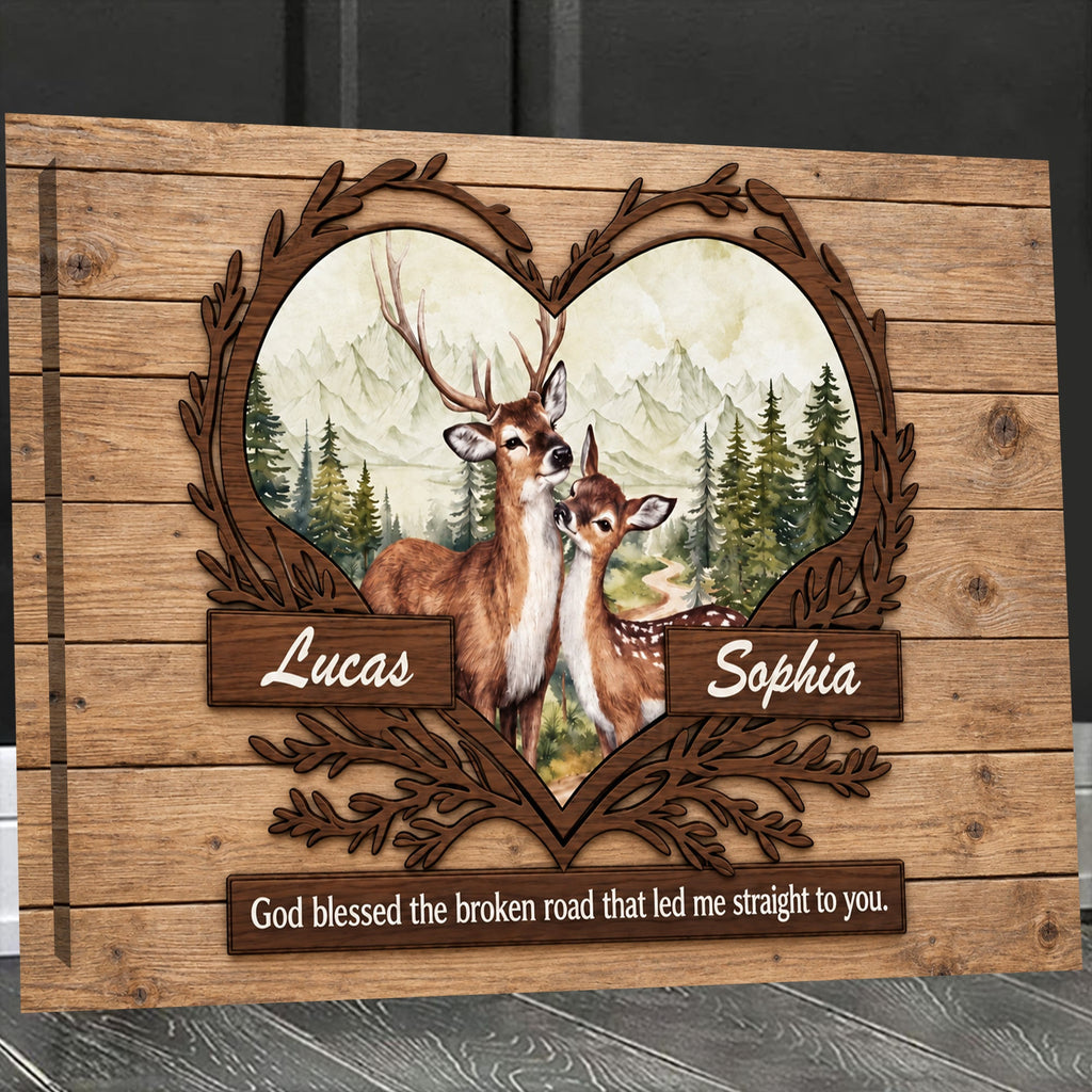 Personalized Deer Heart Love Canvas