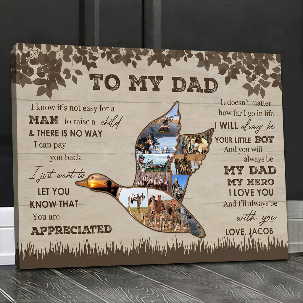 Personalized To My Dad Hunting Canvas – Custom Duck Hunting Gift for Dad, Father Son Hunting Wall Art