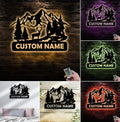 Personalized Deer Metal Sign WITH LED/WITHOUT LED - Mountain Cabin Name Sign