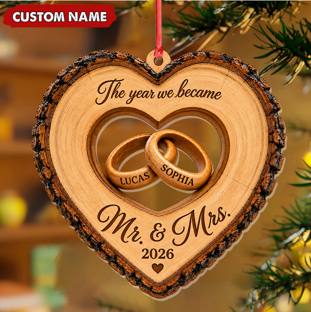 Personalized Mr and Mrs Christmas Ornament Custom Couple Wedding Keepsake