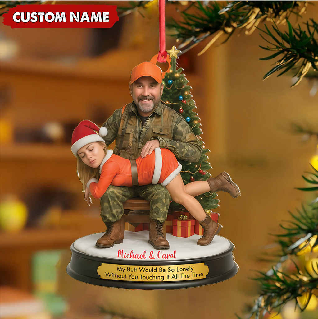 Personalized Funny Hunter Couple Christmas Acrylic Ornament – Custom Name Christmas Gift for Him or Her