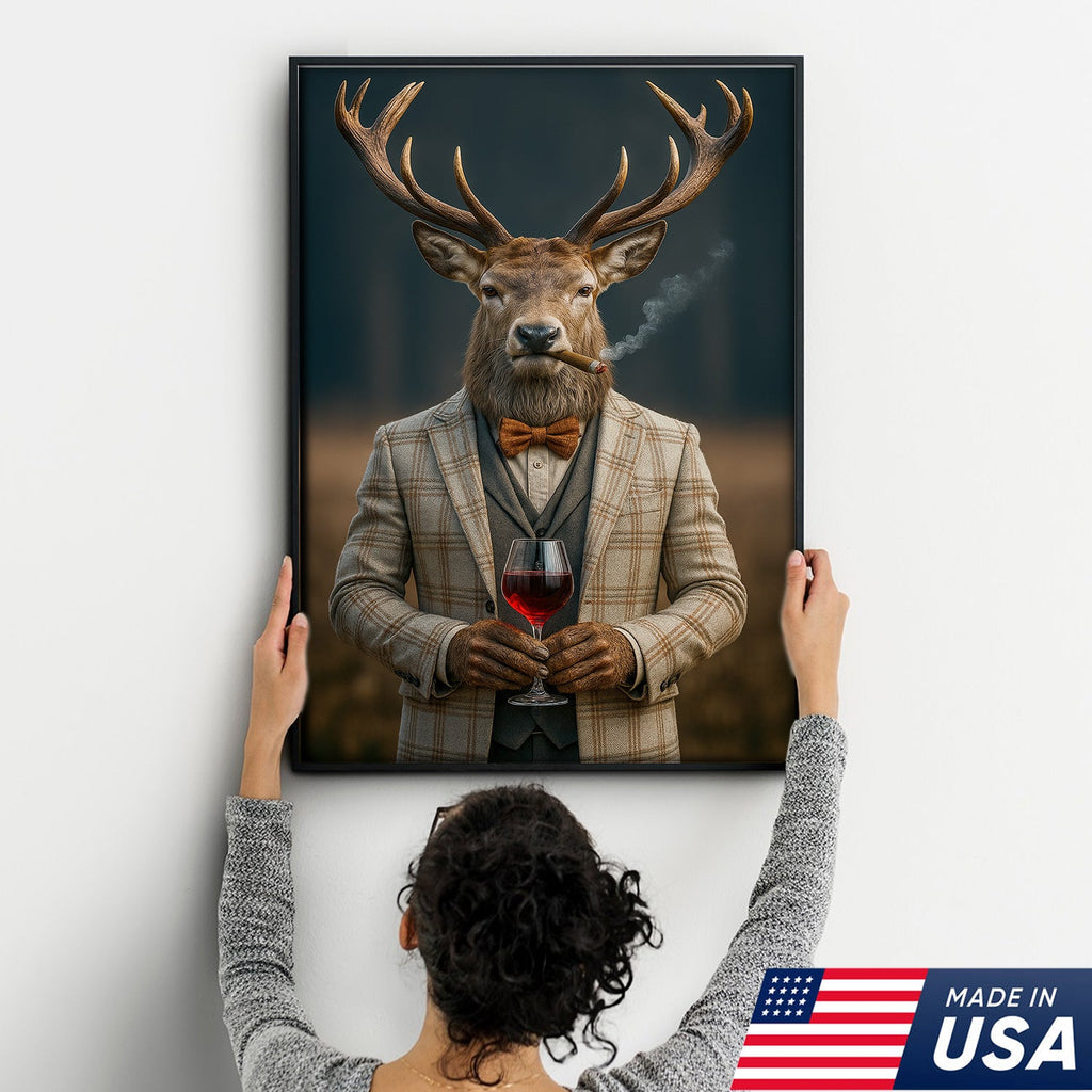 Gentleman Deer Portrait Canvas – Rustic Lodge Wall Art for Hunters & Outdoorsmen