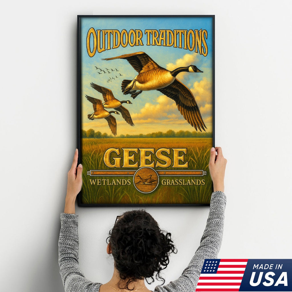 Geese Hunting Canvas Wall Art – Rustic Wildlife Wetlands Decor Gift for Hunters & Bird Lovers