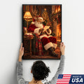 Santa's Cozy Reindeer Canvas