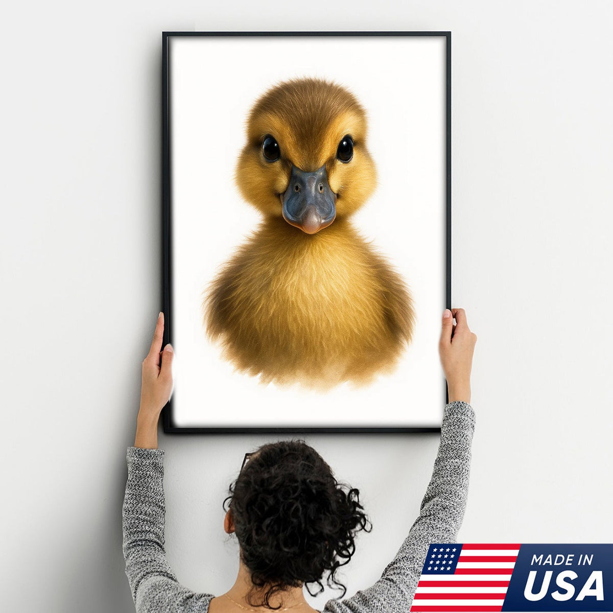 Minimalist Duckling Canvas Wall Art, Cute Baby Duck Portrait, Modern Animal Nursery Print