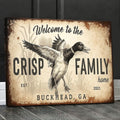 Personalized Duck Family Home Canvas Sign, Custom Last Name Welcome Wall Art