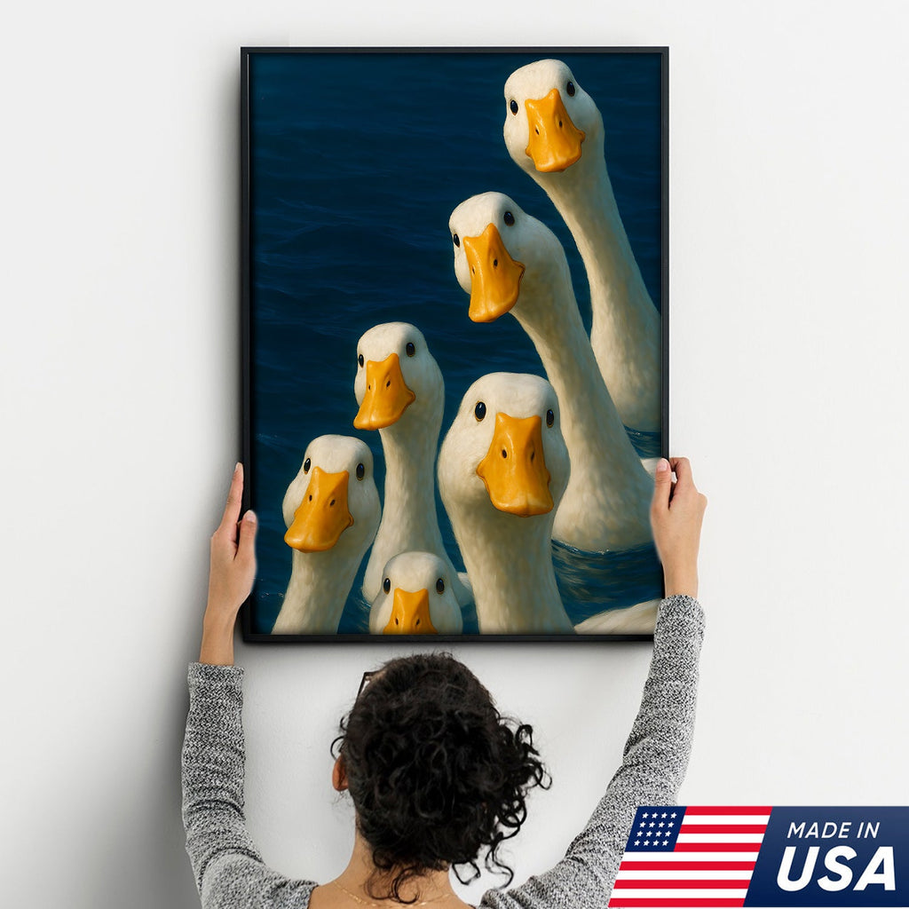 Funny Duck Canvas Wall Art – Quirky Farmhouse & Hunting Cabin Decor, Perfect Gift for Hunters