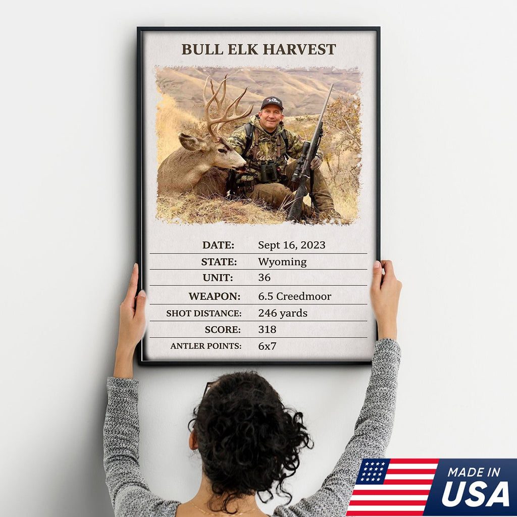 Personalized Bull Elk Hunting Canvas – Custom Hunting Trophy Wall Art