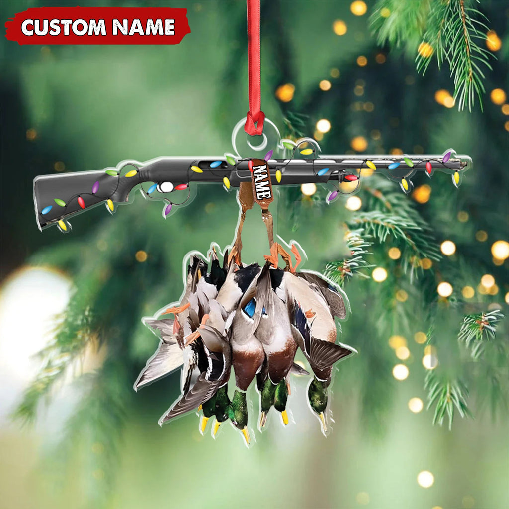 Personalized Duck Hunting Acrylic Christmas Ornament – Custom Name Shotgun Gift For Hunters