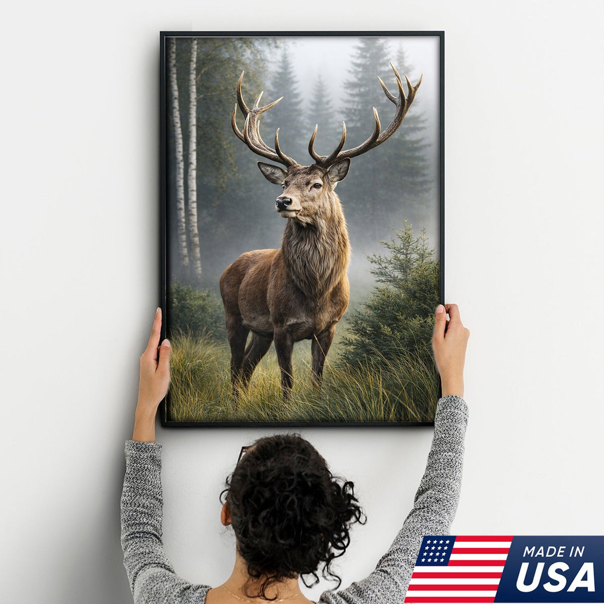 Deer Wall Art Canvas – Rustic Hunting Decor