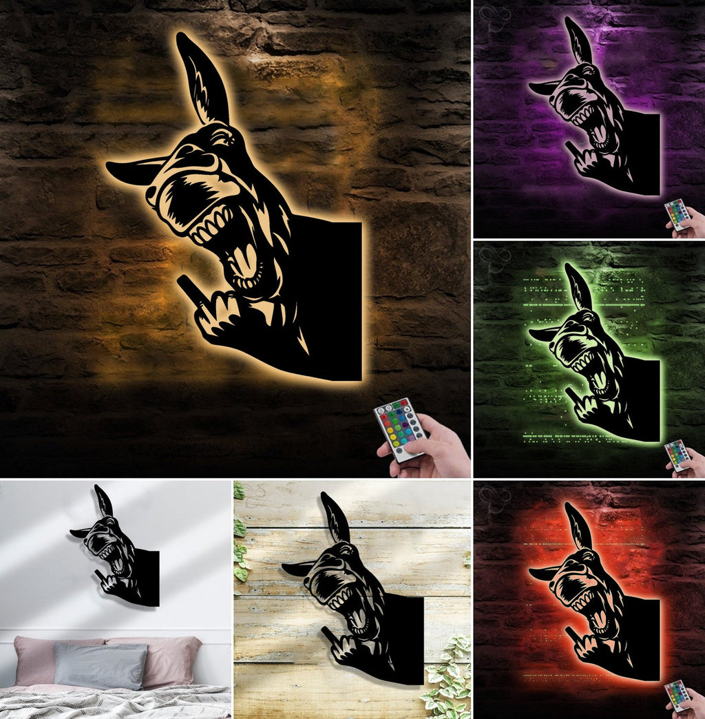 Funny Donkey Metal Sign WITH LED/WITHOUT LED - Hilarious Farm Yard Decor