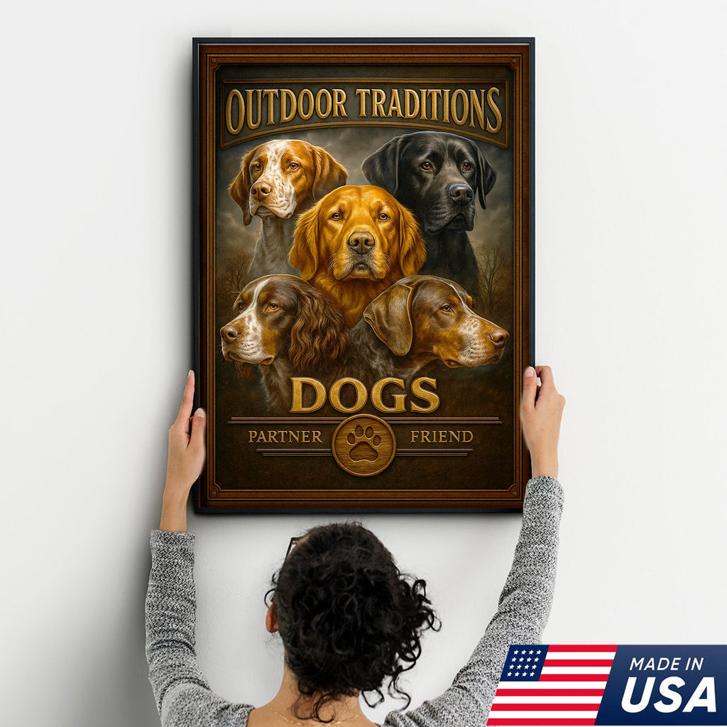 Outdoor Traditions Hunting Dog Canvas Wall Art – Rustic Cabin Decor & Gift for Hunters