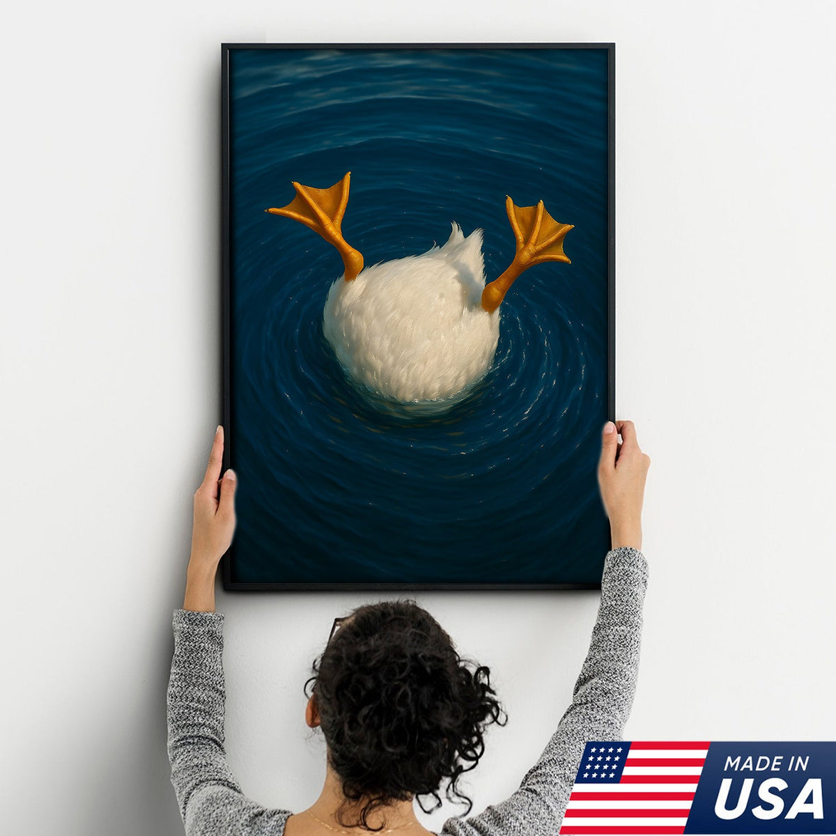 Funny Diving Duck Canvas Wall Art – Hilarious Hunting Cabin & Farmhouse Décor Gift for Hunters