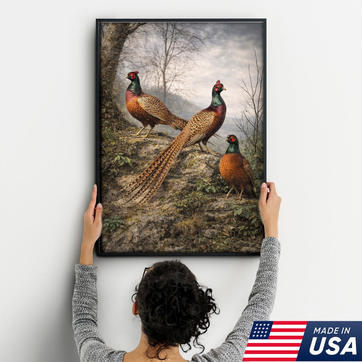 Pheasant Hunting Canvas Wall Art – Upland Bird Hunting Decor for Hunter Home
