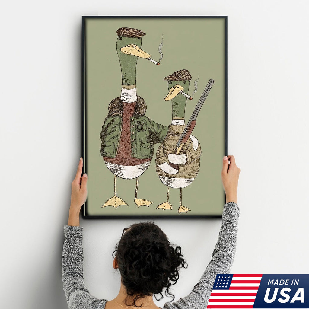 Funny Hunting Duck Wall Art, Duck Hunter Canvas, Gift for Hunter