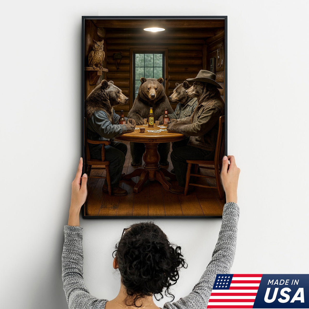 Bears Playing Poker Wall Art Canvas – Funny Cabin Decor Canvas Print for Bar & Man Cave