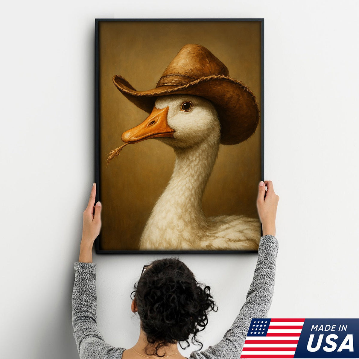 Cowboy Duck Canvas – Rustic Farmhouse & Cabin Wall Art Unique Gift for Dad or Hunter