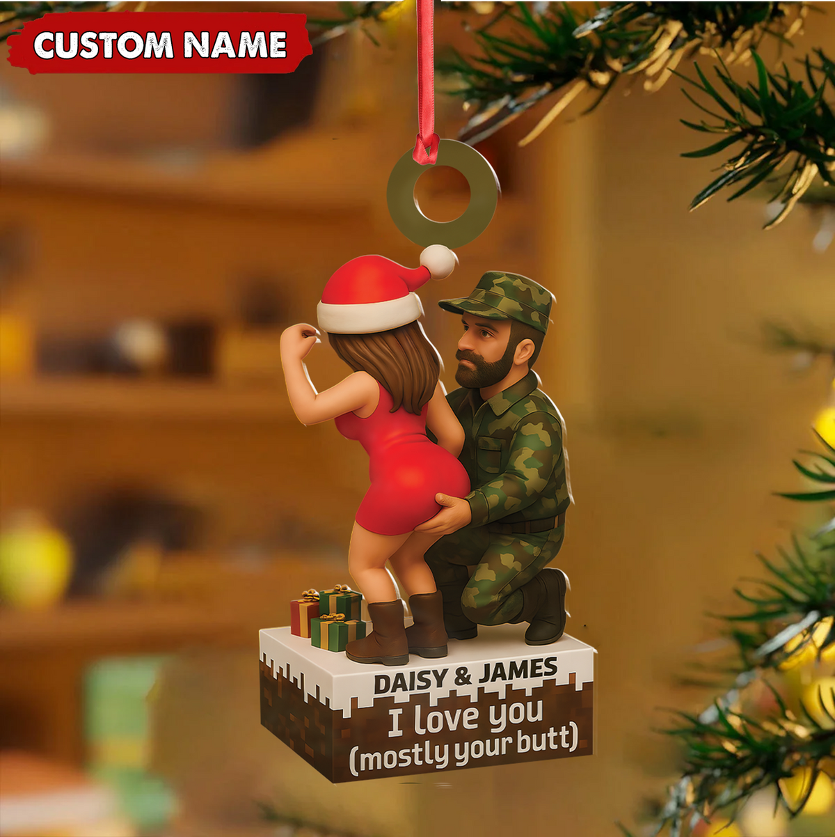 Personalized Funny Hunter Couple Acrylic Ornament – Custom Name Christmas Gift for Him or Her