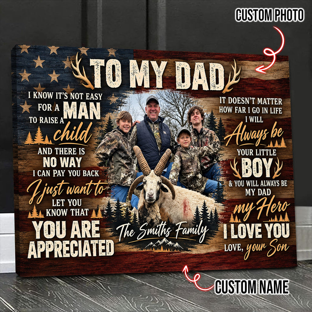 Personalized To My Dad Hunting Canvas