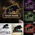 Personalized Wild Boar Hunting Metal Sign WITH LED/WITHOUT LED, Hunter and Dog Wall Art