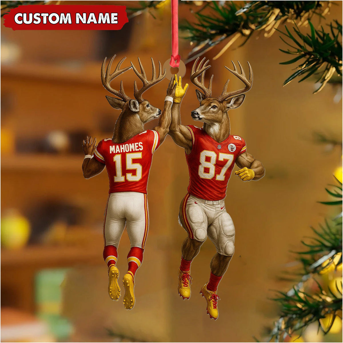 Personalized Football Christmas Ornament, Custom Name Deer product image 5