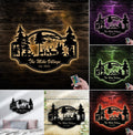 Personalized Deer Metal Sign WITH LED/WITHOUT LED - Rustic Wildlife Scene Cabin Name Sign