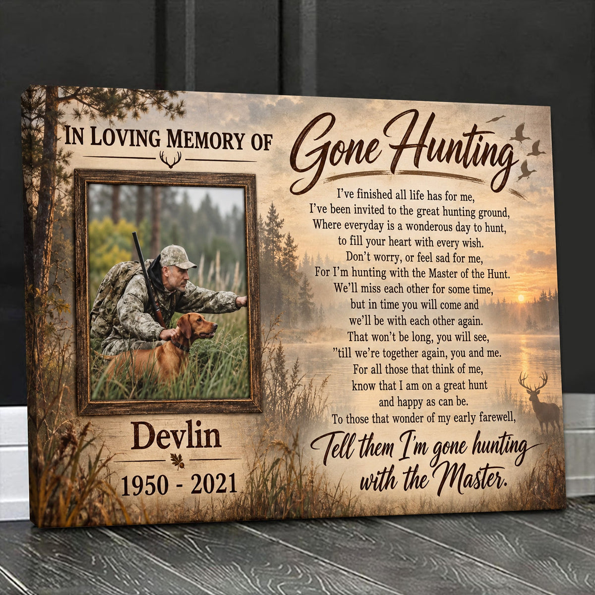 Personalized Hunting Tribute Canvas