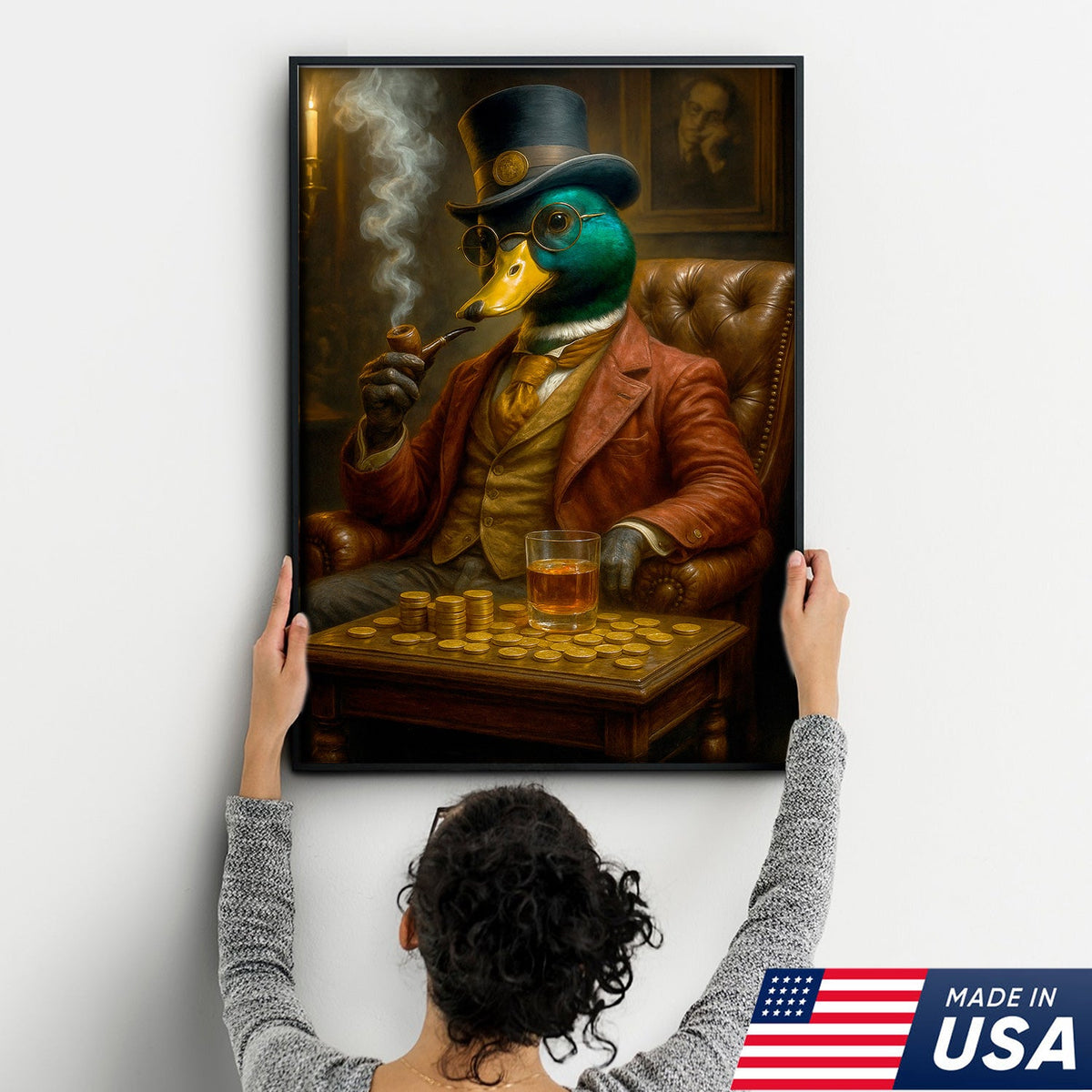 Funny Gentleman Duck Mallard Canvas – Vintage Bar Wall Art Gift for Him, Dad, or Husband